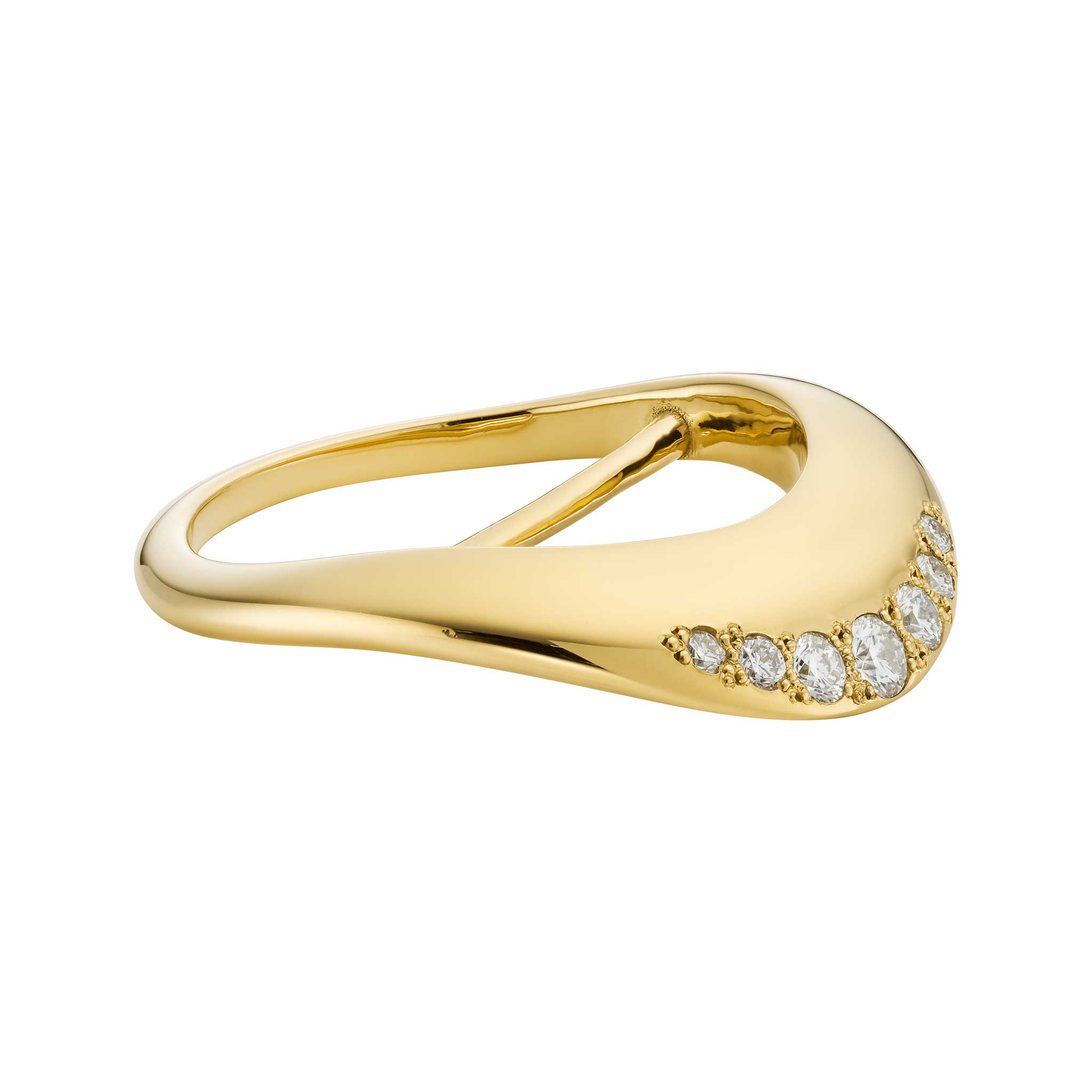 Yellow Gold Vermeil and Diamond Wave Scarf Ring